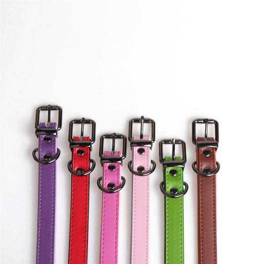 New High-Quality Leather Pet Collar Soft Double Leather Collar